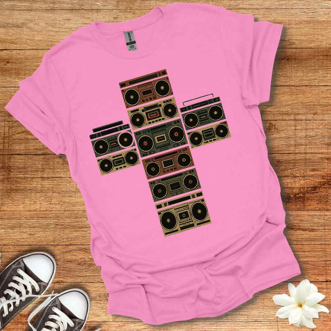 80's Retro Boombox Cross T-Shirt
