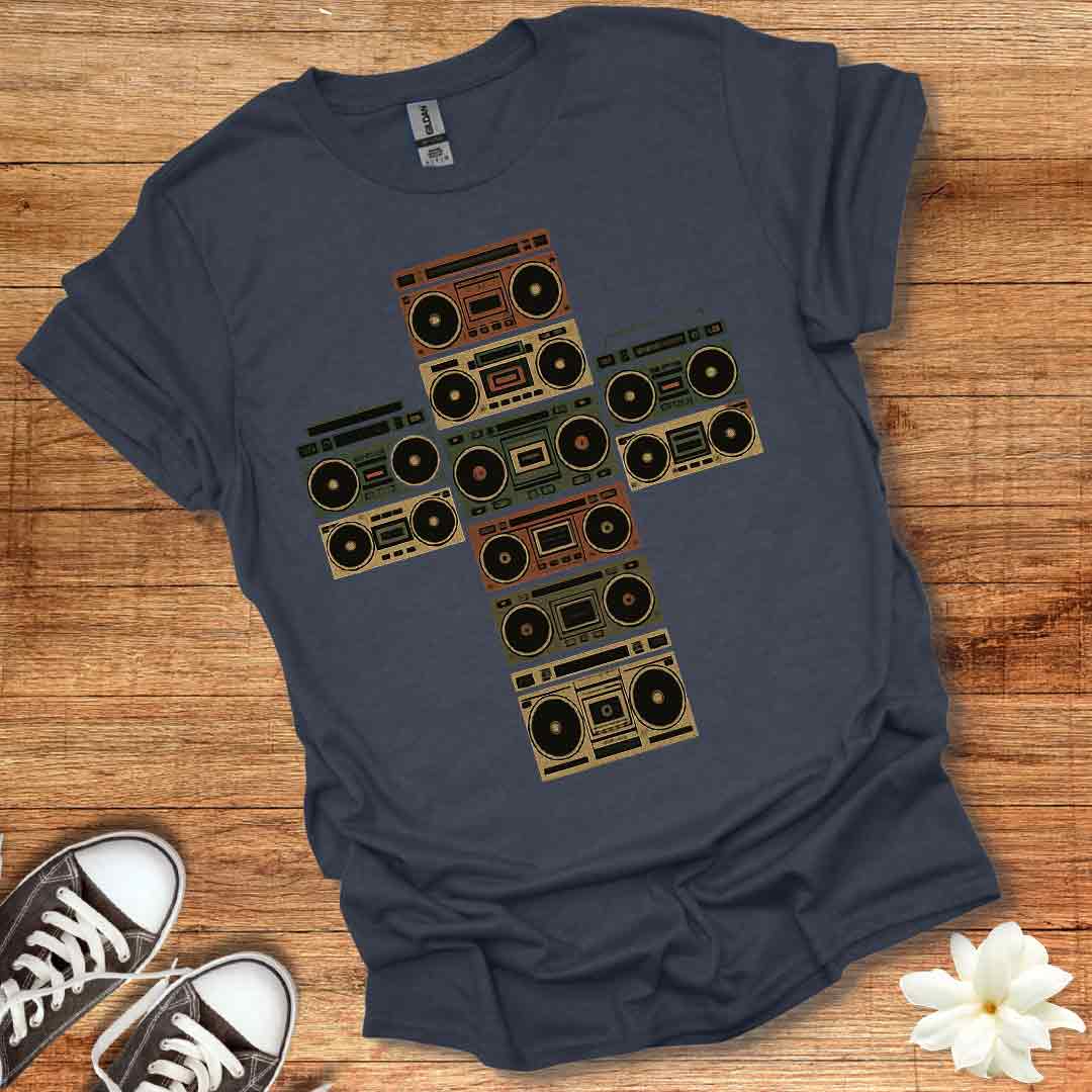 80's Retro Boombox Cross T-Shirt
