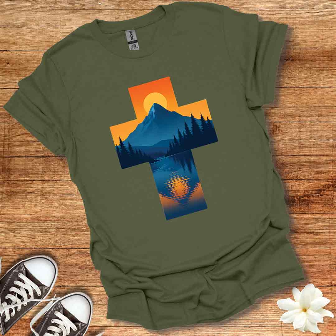 Sunset Mountain Cross T-Shirt