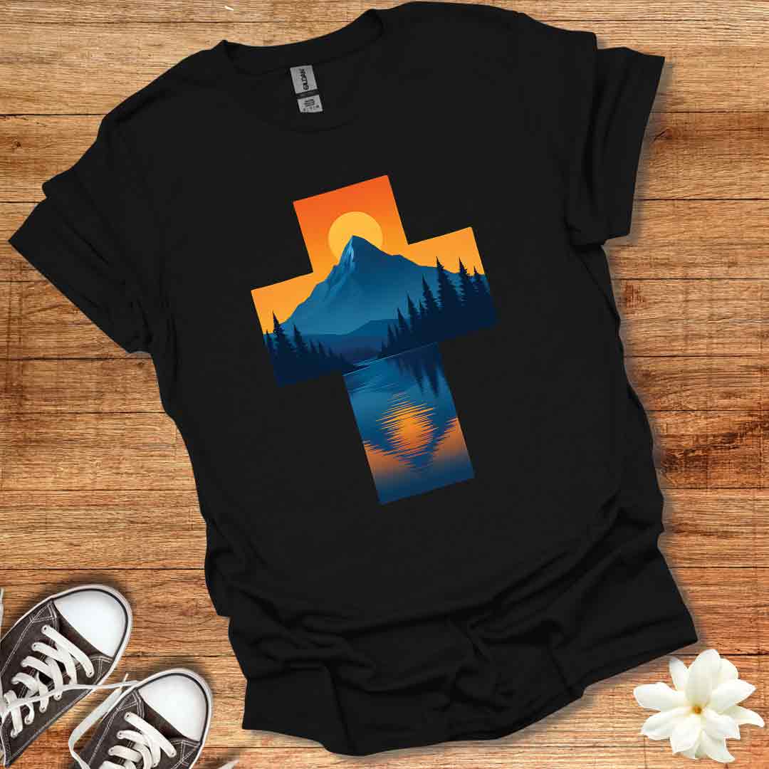 Sunset Mountain Cross T-Shirt