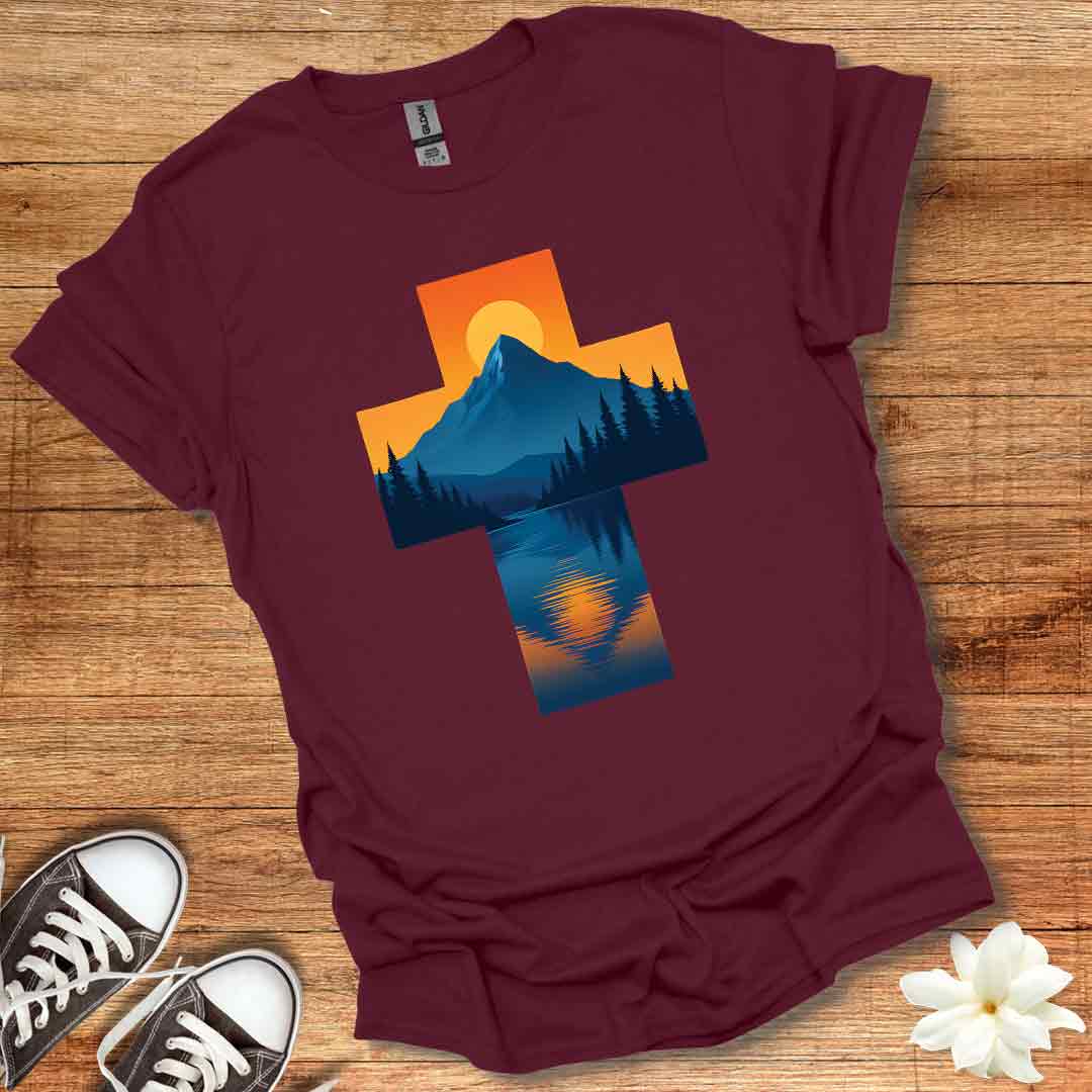 Sunset Mountain Cross T-Shirt