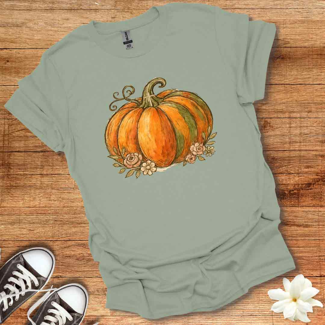 Shabby Chic Autumn Pumpkin T-Shirt